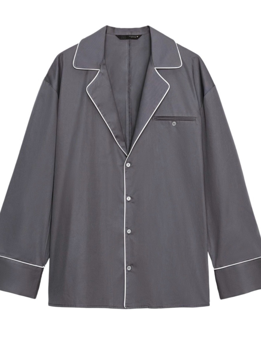 Zara Grey Trim Poplin Shirt Jacket with White Piping